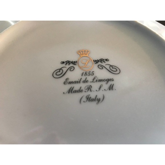 Email De Limoges plates 1855 ORANGE palm tree plates Set of 2 **RARE/HTF - Picture 3 of 10